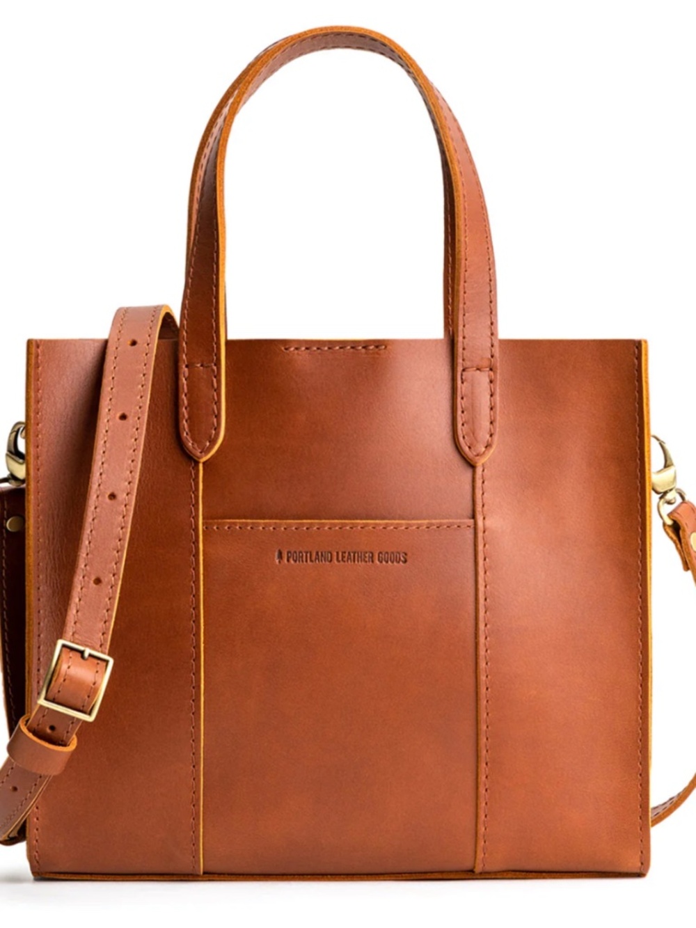 Portland Leather Goods Snap Lola Crossbody Tote with Hide Stamp in Honey NWOT